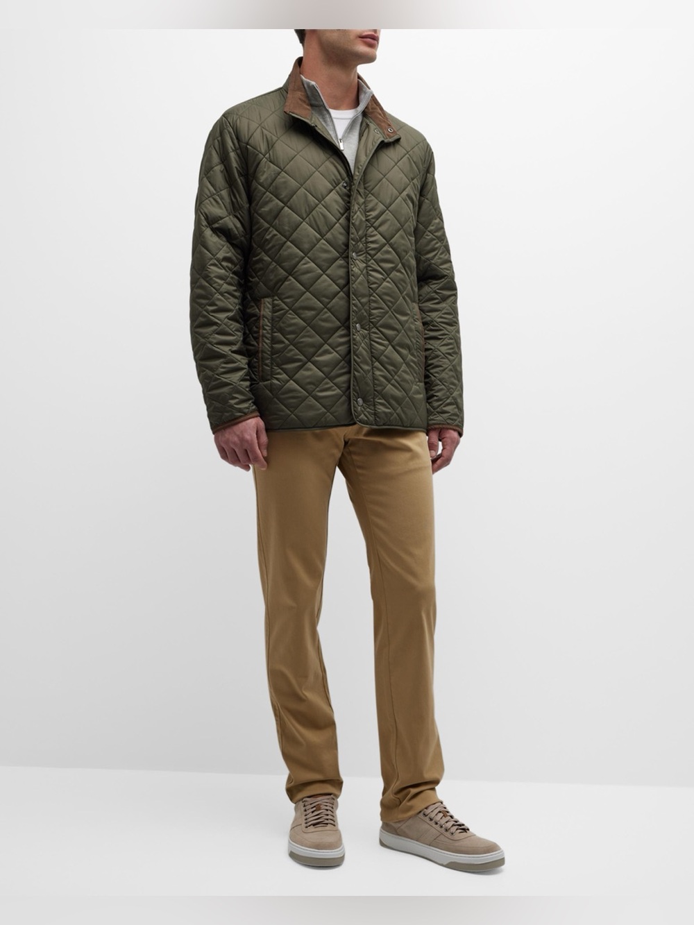 Peter Millar Suffolk Quilted Travel Jacket Mens Medium Green Outdoor Full Zip
